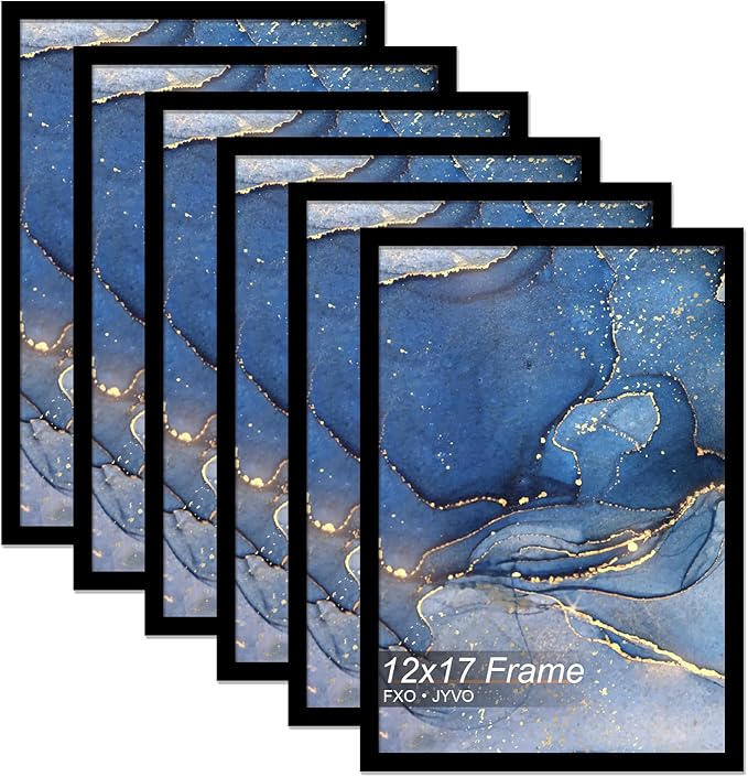 12x17 Picture Frame Set of 6, Black Frame for 12 x 17 Inch Picture Poster Photo, Light Weight and High Transparent 12 by 17 Frame for Wall - 6 Pack/Black/12 x17