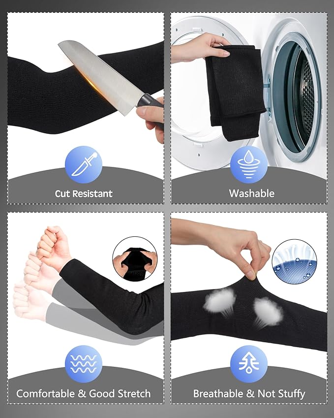 Neer 3 Pairs Cut Resistant Arm Sleeves Level 5 Arm Guard Protectors for Welding Gardening Kitchen Thin Skin Bruising Forearm