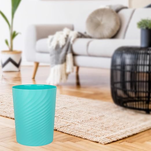 UUJOLY Plastic Small Bathroom Trash Can Wastebasket Garbage Can, Light Blue | - Image 3