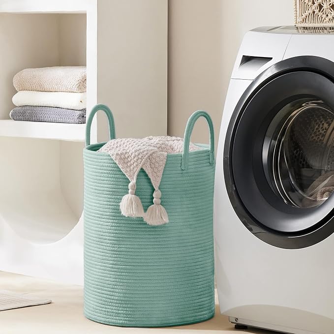 YOUDENOVA Cotton Rope Laundry Hamper Basket, 58L Blanket Basket - Image 6