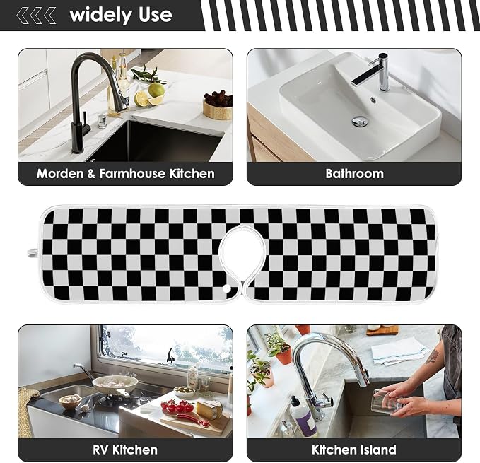 Checkered Black and White Sink Mat - Image 7