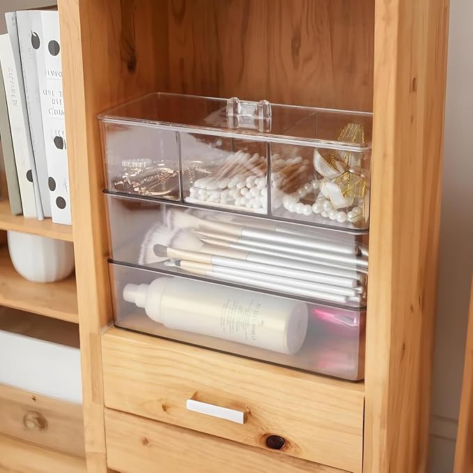 Acrylic Makeup Organizer Cosmetic Storage Display Case Makeup Brush Cotton Ball - Image 8