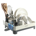 Gibson Home Nestcraft Full Size Rust Resistant Dish Rack with Drain Board and Flatware Caddy - White