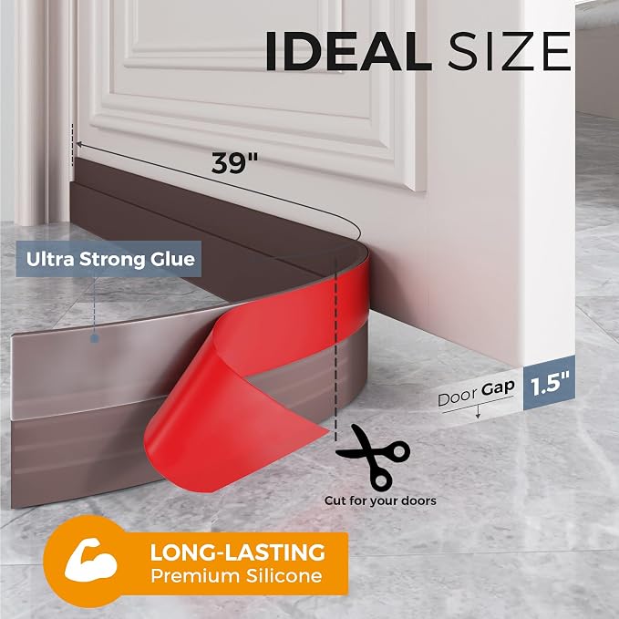 Grotheory 2 Pack Door Draft Stopper, Door Sweep, Weather Stripping Seal | - Image 4