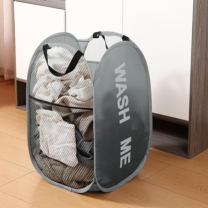 Collapsible Mesh Pop Up Laundry Hamper 2Pack Foldable Laundry Basket - Image 6