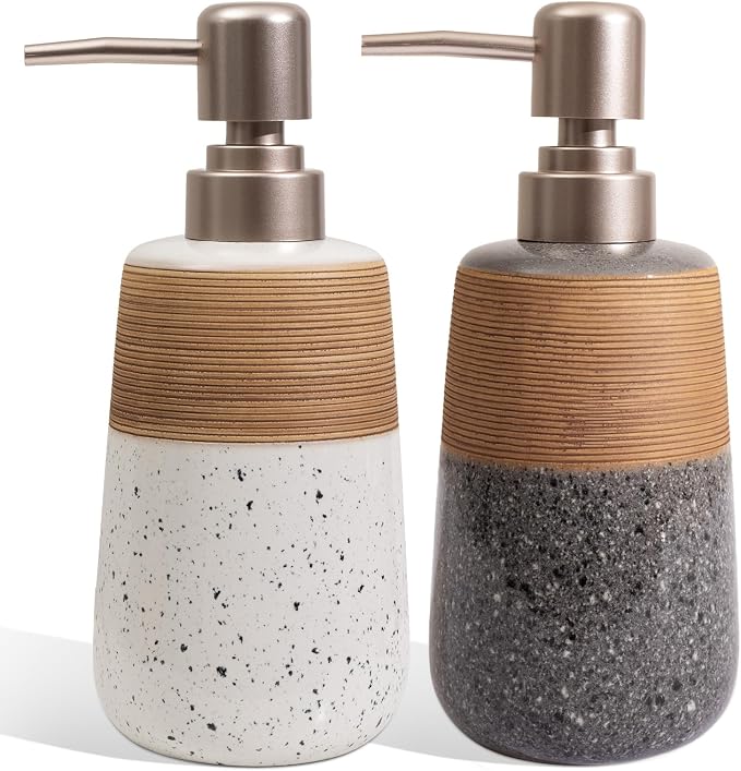 2 Pcs Ceramic Soap Dispenser Set, 15 Oz Refillable Liquid Soap Dispensers by Unknown