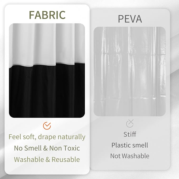 ALYVIA SPRING Waterproof Fabric Shower Curtain or Liner Black/White - Image 4