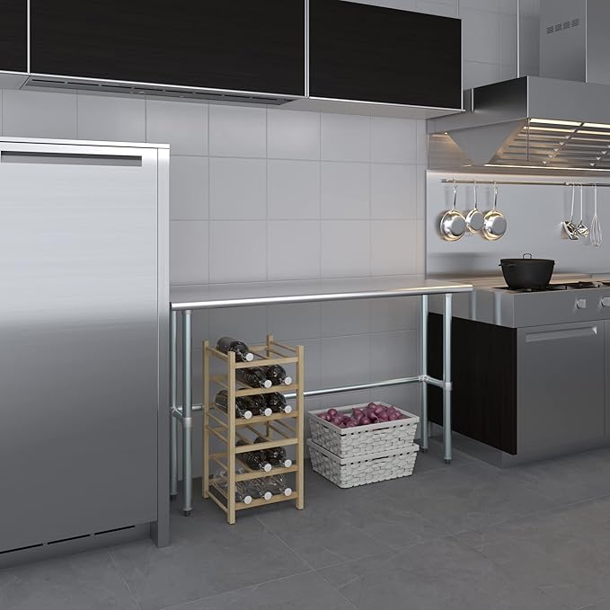 AmGood Stainless Steel Work Table Open Base | NSF Kitchen Island Food Prep | Laundry Garage Utility Bench (60" Long X 14" Deep)