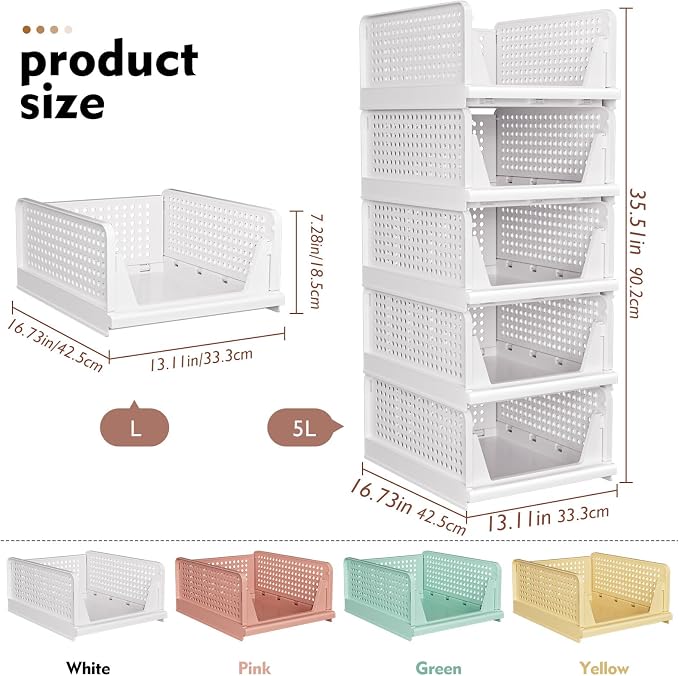 SNSLXH 5 Pack Closet Organizer Basket, Closet Organizers and Storage - Image 2