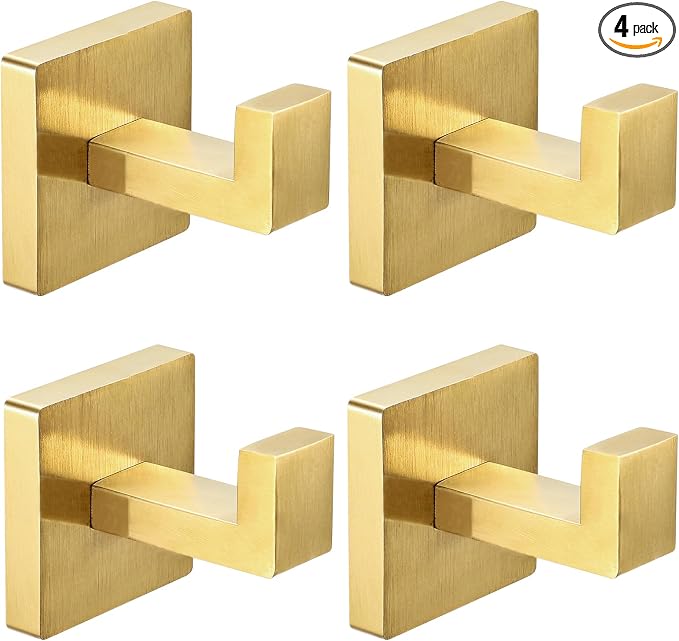 IBosins 4-Pack Towel Hooks Hand Towel Holder Bathroom Robe Hanger Gold | by IBosins