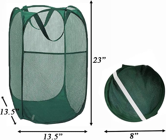Pop Up Laundry Hamper, Reinforced Mesh Laundry Basket, Folding Clothes Storage - Image 2
