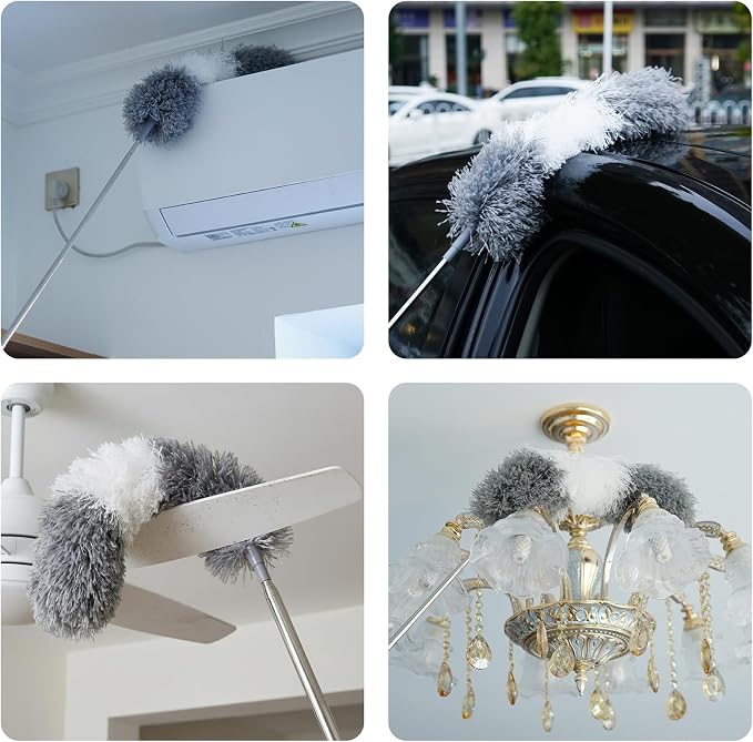 Microfiber Feather Duster, 110 Inch Extendable Telescoping Pole Duster - Image 3