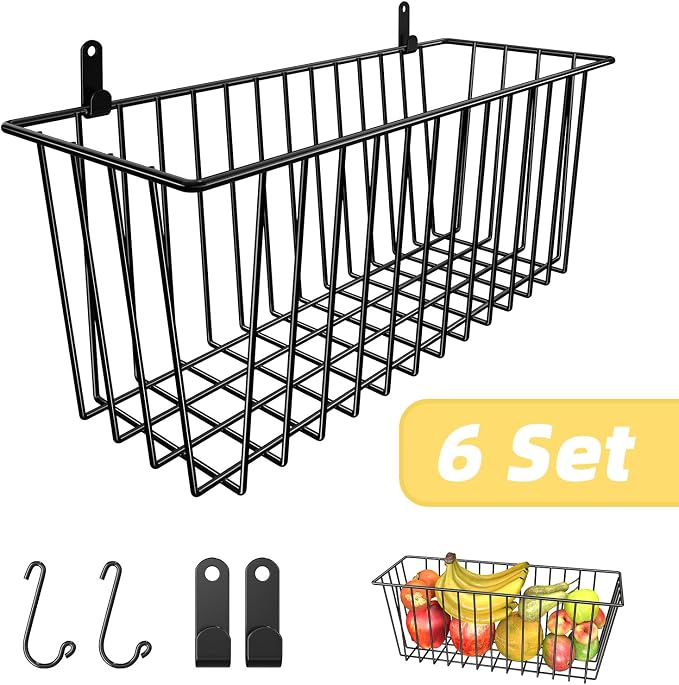 Simple Trending 6 Pack Wire Basket Wall Mount Hanging Baskets - Image 5