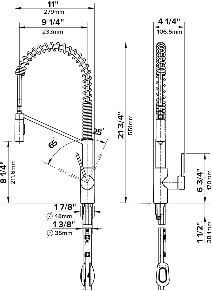 KRAUS Oletto Commercial Style Single Handle Pull Down Kitchen Faucet - Image 8