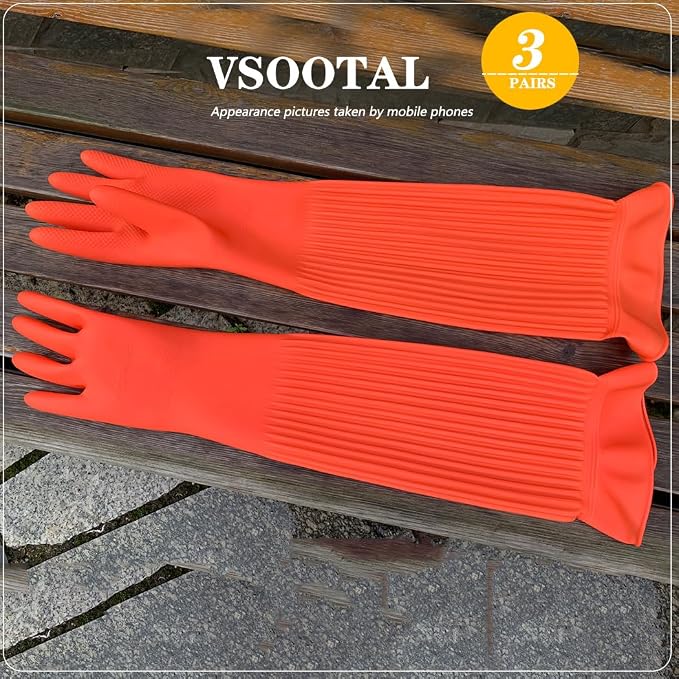 3 Pairs Household Extra Long Kitchen Gloves - Image 6
