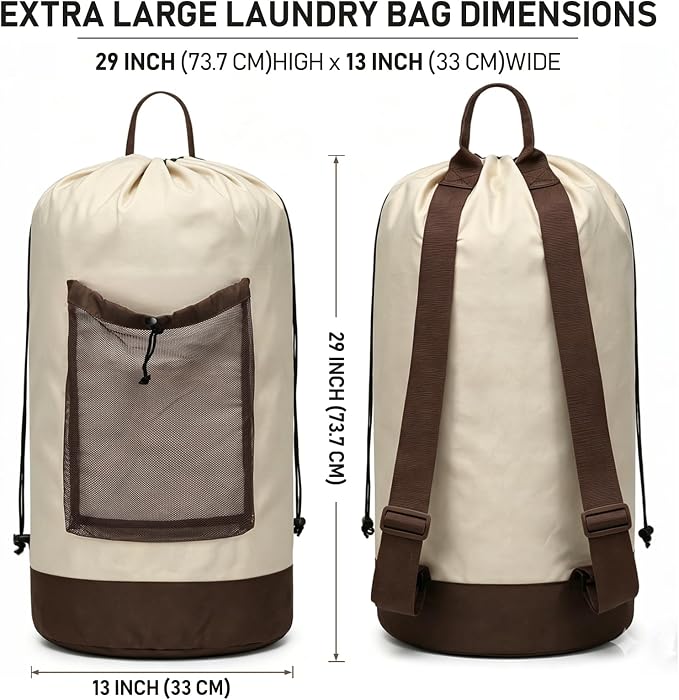 Canvans Laundry Bag Backpack, Large Travel Laundry Bag - Image 2