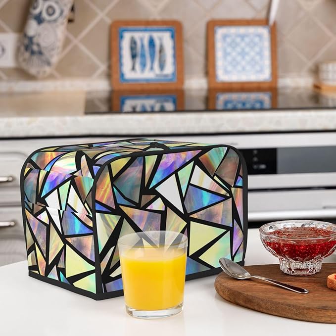 Iridescent Bright Colorful Pretty 2 Slice Toaster Cover, Waterproof Toaster Dust Cover Bread Maker Protective For Small Kitchen Appliance Dining Room Home Table Decor Gifts