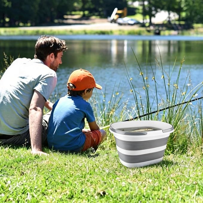 10L Collapsible Bucket with Handle, Foldable Ice Bucket Car Wash Buckets - Image 4