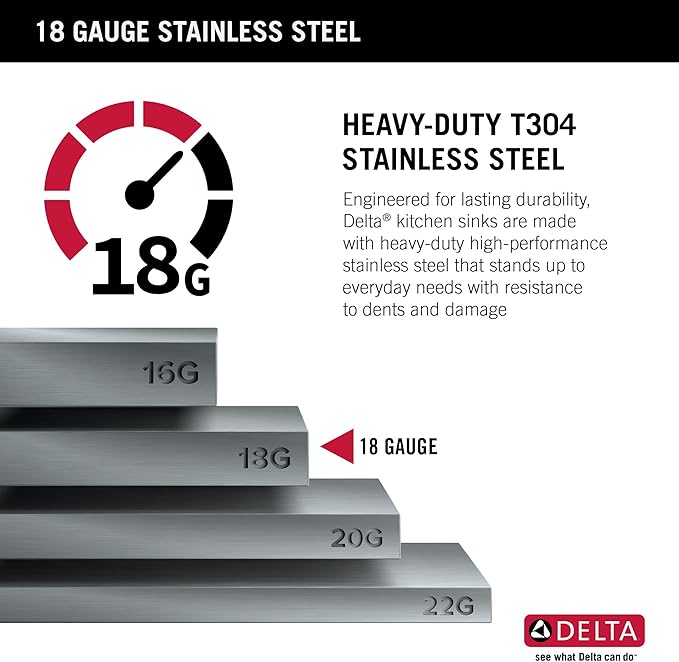 DELTA FAUCET Delta Marca 30 inch Drop-In Undermount Stainless Steel Single Bowl Kitchen Sink with Accessories