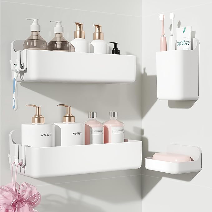 Nieifi Adhesive Shower Shelves, 4 Pieces by Nieifi