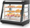 Commercial Food Warmer 26", 3-Tier Heated Display Case w/LED Light and Adjustable Thermostat, Removable Shelves, Countertop Pizza Pastry Warmer for Buffet Restaurant Bakery 1200W
