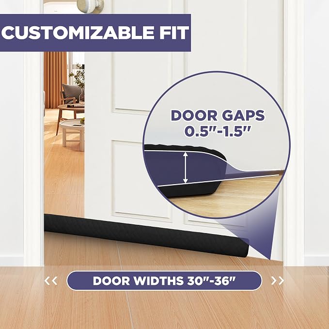 Ciieyuo Velvet Door Blocker, Adjustable 30–36 Inches | Under Door Noise Stopper - Image 3