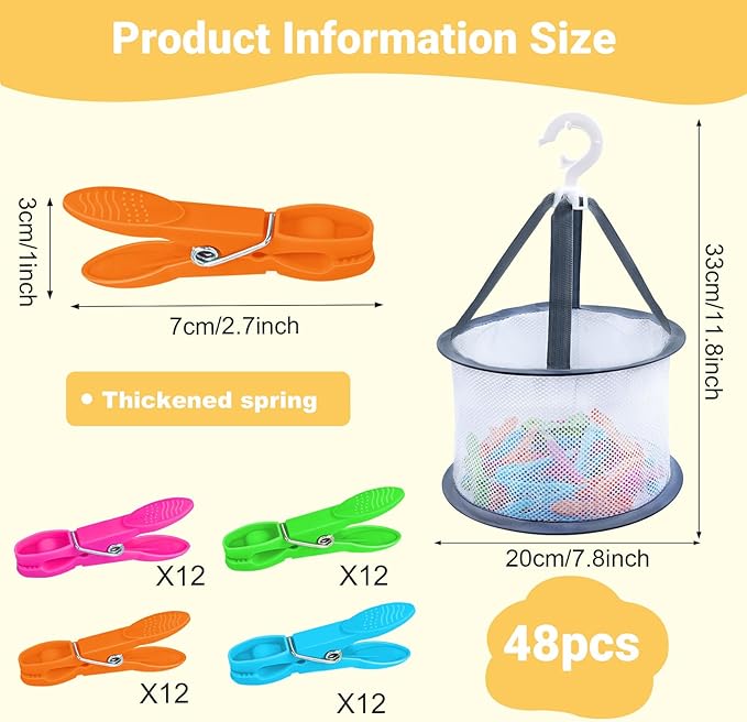 48 Pcs Colorful Plastic Clothes Pins - Image 5