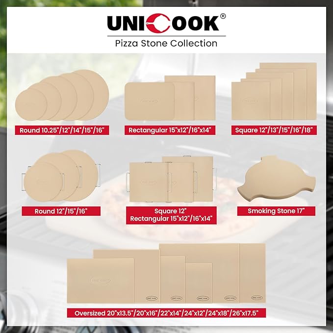 Unicook Large Rectangular Pizza Stone for Oven and Grill 20" x 16" x 0.6", Thermal Shock Resistant Cordierite Baking Stone, Ideal for Baking Crispy Pizzas, Bread and Cookies, Dough Cutter Included