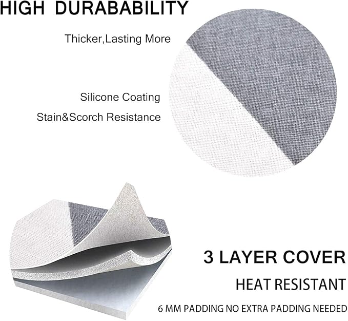 SheeChung Ironing Board Cover and Pad 43"x13", Scorch and Stain Resistant - Image 3