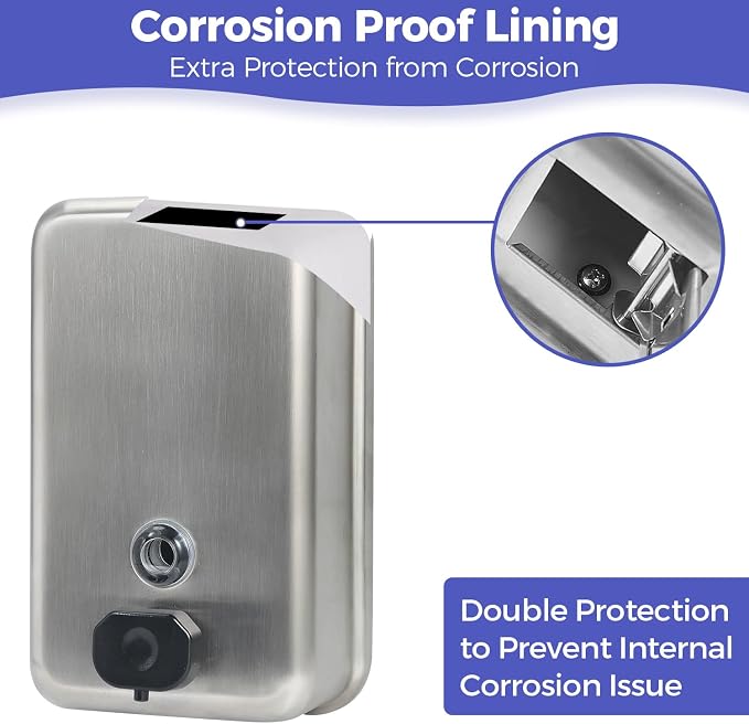 Stardrix Heavy Duty Stainless Steel Wall Mount Soap Dispenser, 1100ml/37oz - Image 4