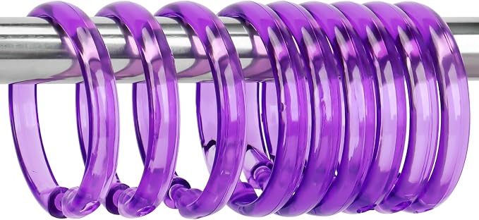 Purple Shower Curtain Hooks by Qulable