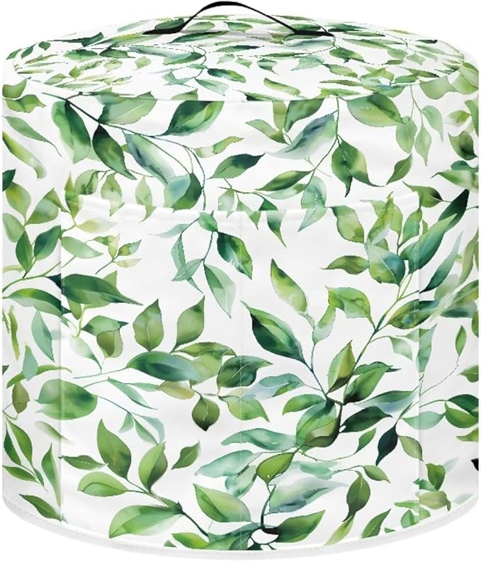 Flashideas Green Leaf Dust Cover for 8 Quart Instant Pot and Extra Accessories, Dust Proof Easy to Clean Pressure Cooker Cover Electric Appliance Cover Air Fryer Accessories with Pocket