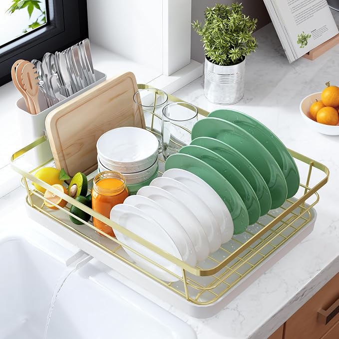Kitsure Dish Drying Rack for Kitchen Counter, Cutlery Holder, Home and by Kitsure