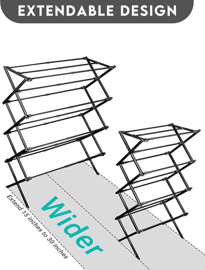 ZOES HOMEWARE 4-Tier Clothes Drying Rack, 4ft High Foldable Drying Rack Clothing - Image 7
