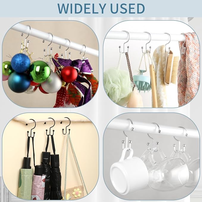 Shower Curtain Hooks, Durable Rust Proof Black Shower Curtain Hooks, Shower - Image 7