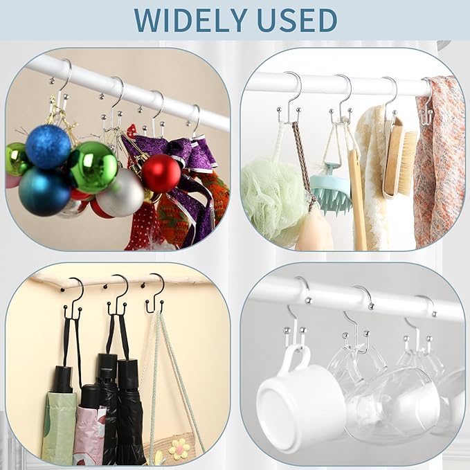 Shower Curtain Hooks, Durable Rust Proof Silver Shower Curtain Hooks, Shower - Image 7