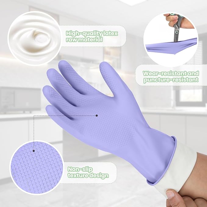 Jsocoah Cleaning Gloves for Dishwashing, 4/5 Pairs Reusable Kitchen Gloves for - Image 2