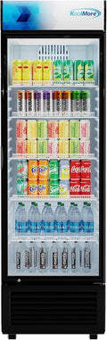 KoolMore 26 in. Commercial Glass Door Merchandiser Refrigerator with LED Lights, 15 cu. ft. in Black, ETL Listed (KM-MDR-1GD-15C)
