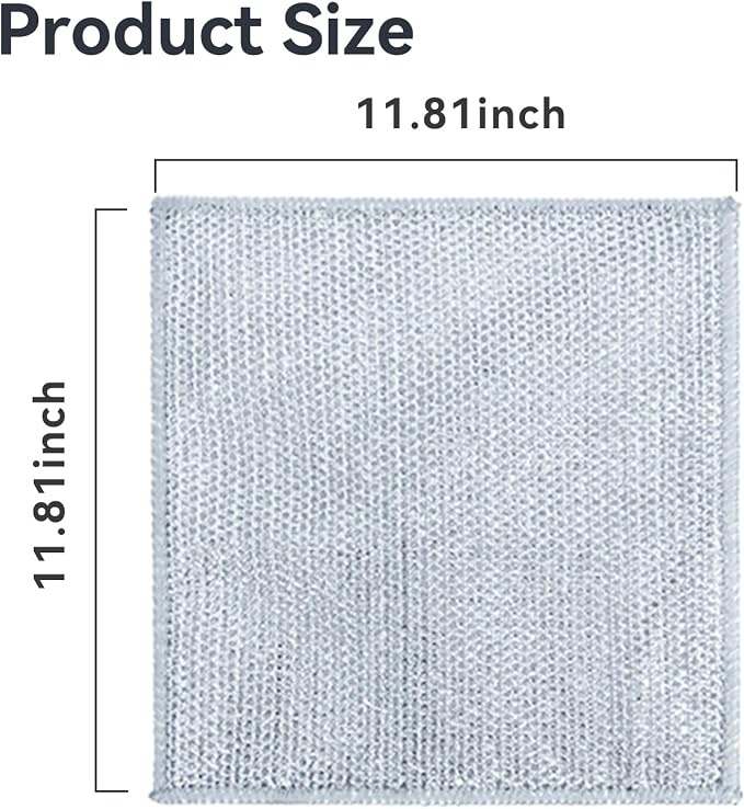 5 Pack Extra Large Non Scratch Wire Dishcloths, 30x30cm Double-Layer Silver - Image 2
