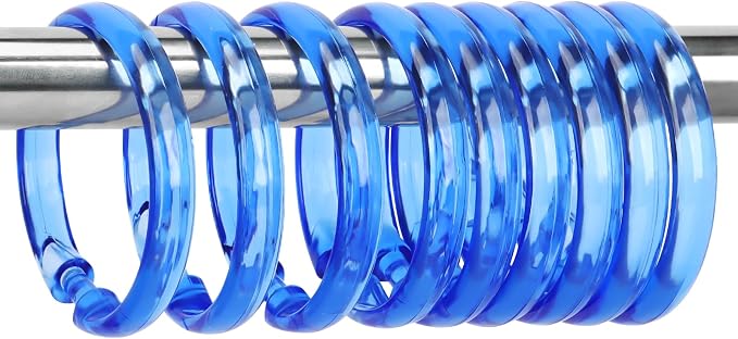 Blue Shower Curtain Hooks by Qulable
