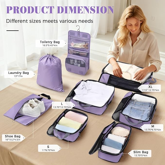 BAGAIL 4 Set/6 Set/8 Set Compression Packing Cubes Travel Accessories - Image 2