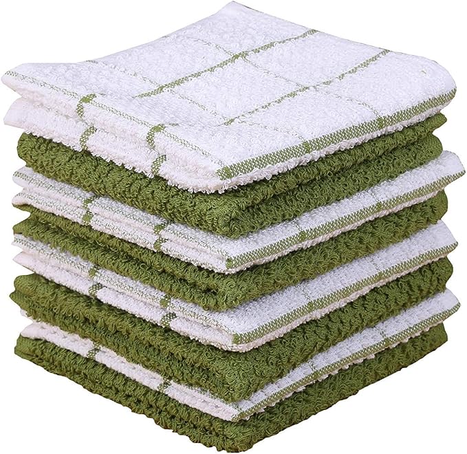 AMOUR INFINI Cotton Kitchen Dish Cloths Set of 8 – Highly Absorbent, Super Soft by AmourInfini