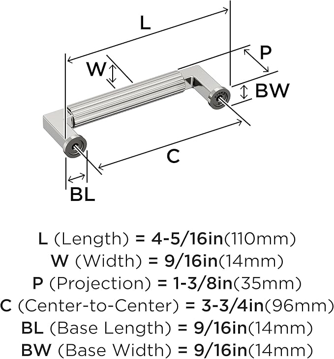 Amerock Ballard 3-3/4 inch (96mm) Center-to-Center Polished Nickel Cabinet Pull, BP37643PN