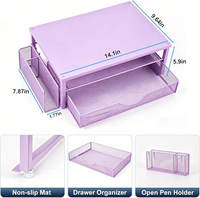 Spacrea Monitor Stand with Drawer and Pen Holder | Monitor Riser Desk - Image 5