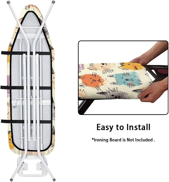 Cats Print Polyester Ironing Board Cover Hook & Loop Elastic Edge Easy to - Image 5