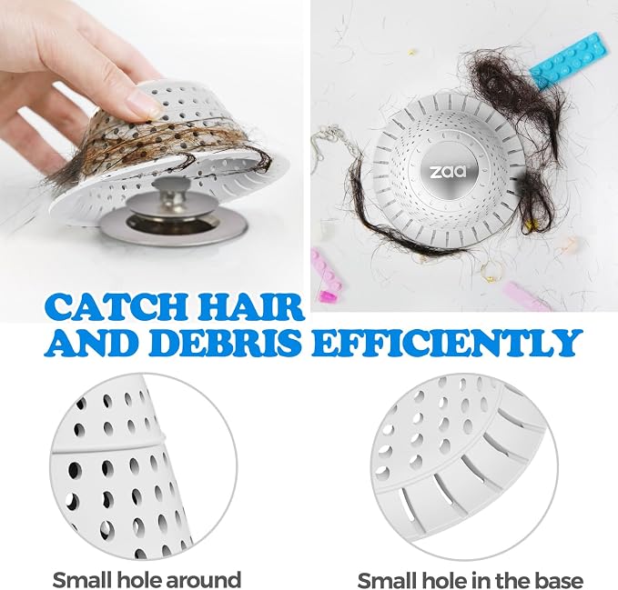 Bathtub Drain Strainer Silicone Bathroom Stopper Fixture Accessories | White - Image 5