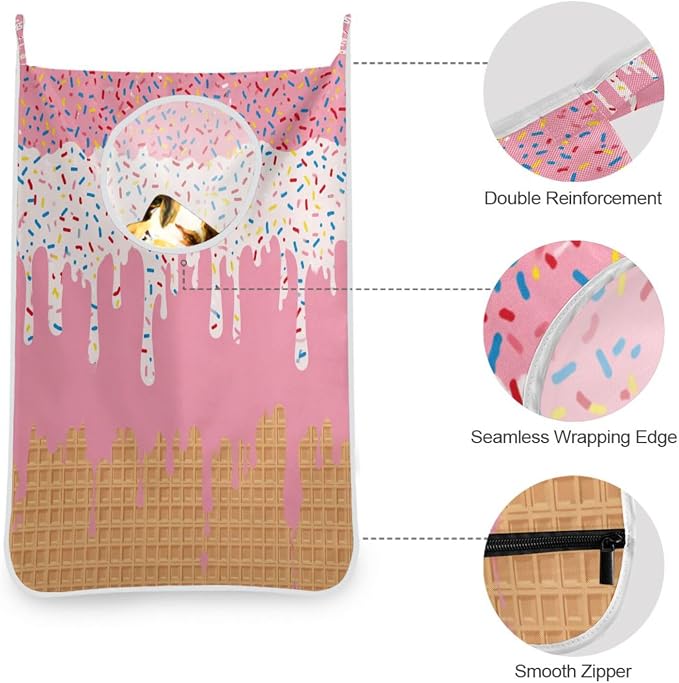 2PCS Hanging Laundry Hamper Bag Over the Door Laundry Hamper Wall Hamper Large - Image 6