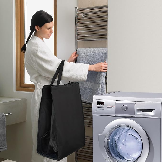 FENTEC 1 Pack Black Hanging Laundry Hamper，Laundry Hamper Bag - Image 8
