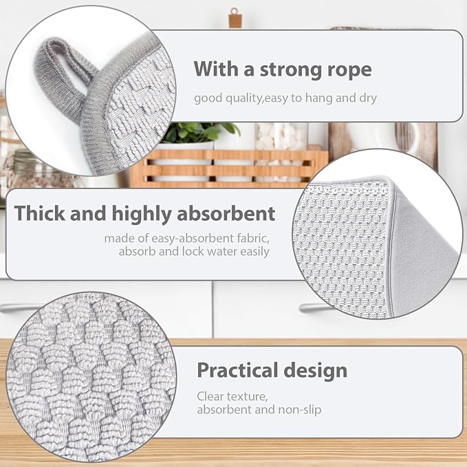 3 Pcs Extra Large Size Dish Drying Mat, Absorbent Microfiber Dishes Drainer Mats - Image 3