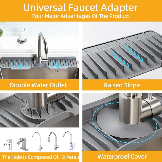 24" Silicone Sink Mat for Kitchen, Sink Splash Guard Behind the Faucet - Image 7